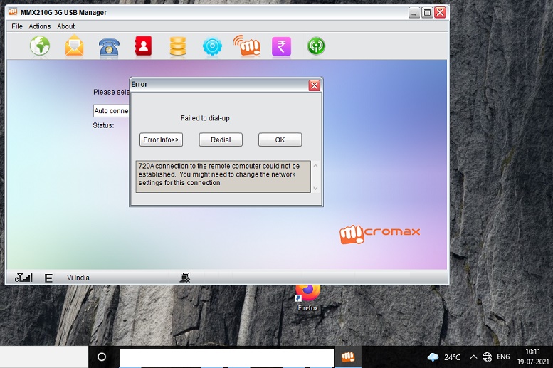 Vodafone idea connection error  in panaji, goa in July 2021
